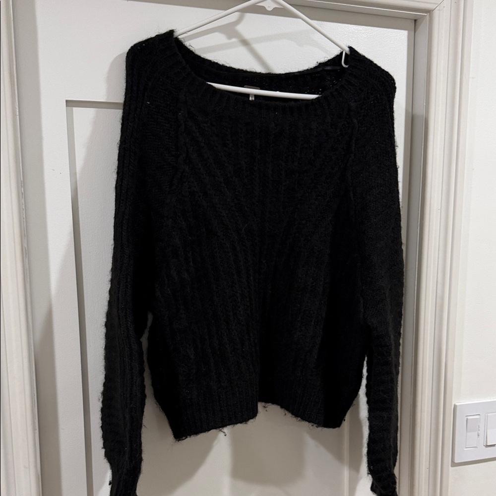 Free People Black Crew Neck Sweater